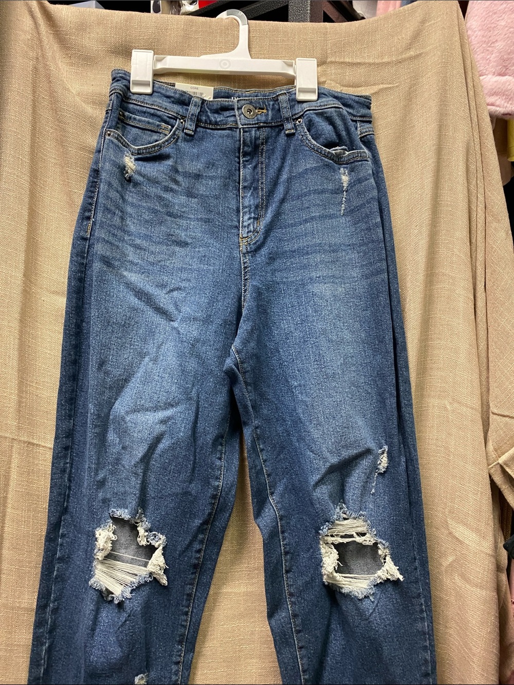 INC International Concepts Washed Blue Distressed Boyfriend Jeans